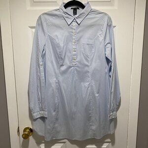 H&M MAMA Blue & White Striped Maternity Shirt Size L